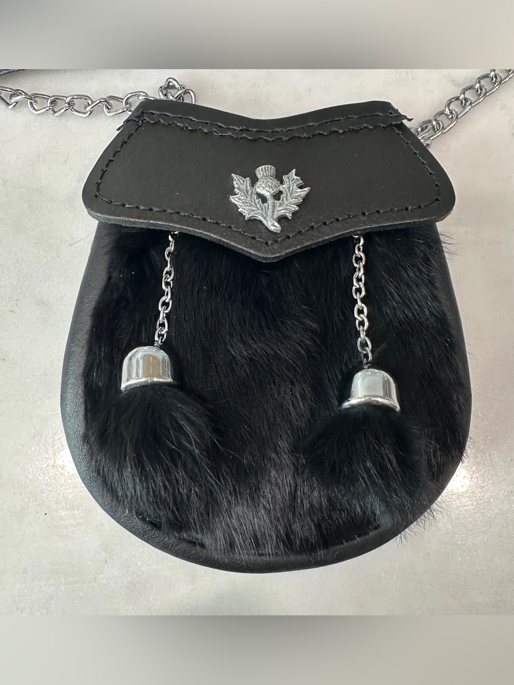 Faux Fur Style Biker Thigh Pouch Leg Bag NWT Goth Festival Punk Style - Picture 3 of 7